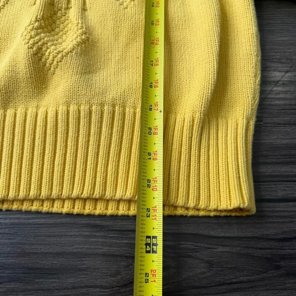 Vintage 80s Yellow Stephen Kean polo knit sweater Size Medium 100% Cotton
